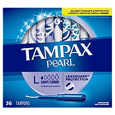 Tampax Pearl Light Absorbency Unscented Tampons, 36 count