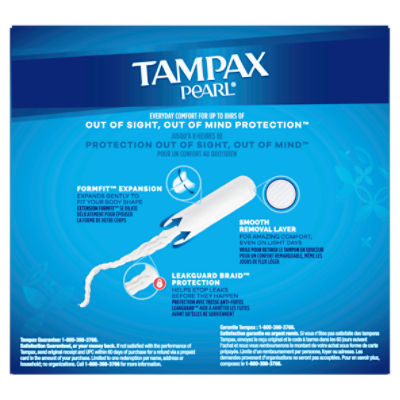 Tampax, Pearl Pocket Tampons, Plastic Applicator, Super
