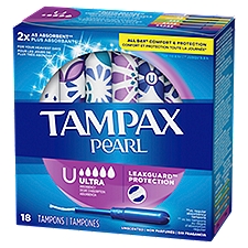 TAMPAX Pearl Ultra Absorbency Unscented, Tampons, 18 Each