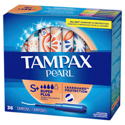Tampax Pearl Tampons Super Plus Absorbency with BPAFree Plastic