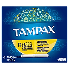 Tampax Cardboard Unscented Regular Tampons, 40 Each