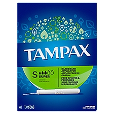 Tampax Super Absorbency Unscented Tampons, 40 count