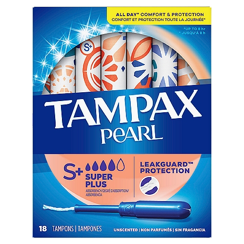 Tampax Pearl Super Plus Absorbency Unscented Tampons,18 count