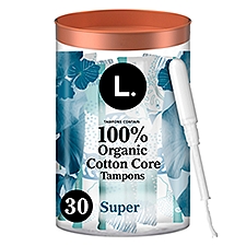 L. Organic Unscented Super Cotton Tampons, 30 count