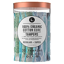 L. Tampons, Regular + Super Organic Cotton, 30 Each