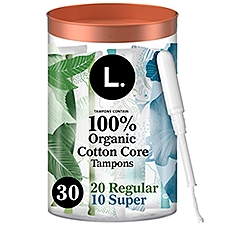 L. Organic Cotton Tampons Multipack - Regular + Super 30 Count, 30 Each