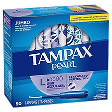 TAMPAX Pearl Light Absorbency Jumbo Unscented Tampons, 50 count