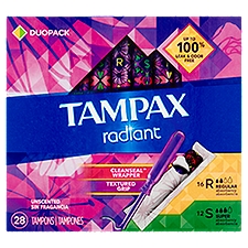 TAMPAX Radiant Unscented, Tampons, 28 Each