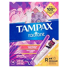 Tampax Radiant Tampons, Regular Absorbency Unscented, 14 Each
