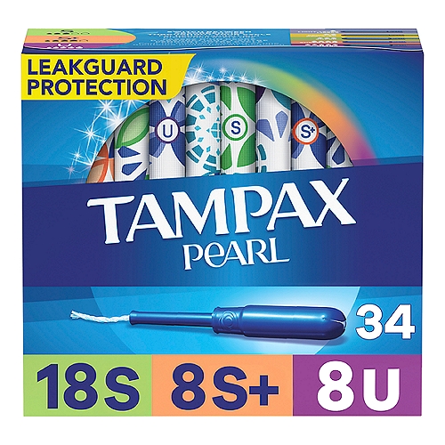 TAMPAX PEARL Super, Super Plus and Ultra Absorbency Unscented Tampons Triplepack, 34 count