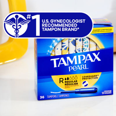 Tampax Pearl Tampons Regular/Super Absorbency w/LeakGuard Braid