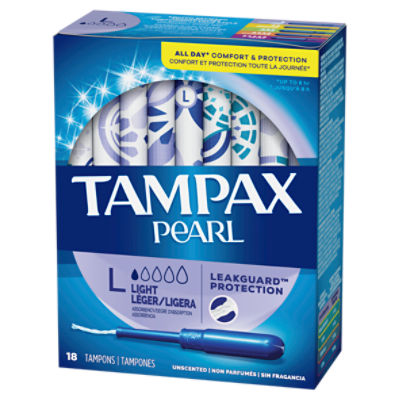 Buy Tampax Pearl Tampons Light/Regular Absorbency with LeakGuard Braid at