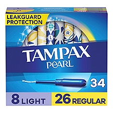 Tampax Pearl Light and Regular Absorbency Unscented Tampons, Duopack, 34 count
