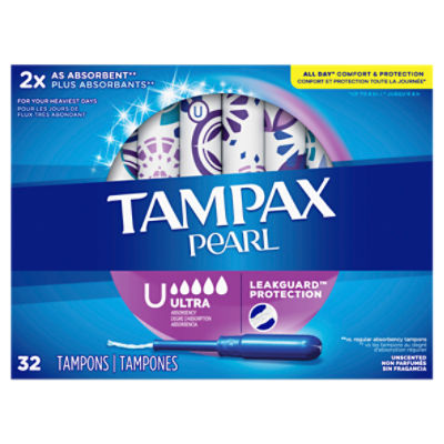 Tampax Pearl Ultra Absorbency Unscented Tampons, 32 count - ShopRite