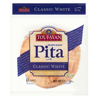 Toufayan Bakeries Hearth Baked Classic White Pita, 6 count, 12 oz