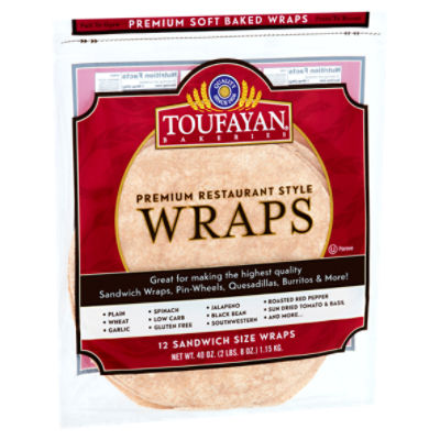 Toufayan Bakeries Premium Restaurant Style Wraps, 12 count, 40 oz