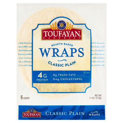 Toufayan Bakeries Hearth Baked Classic Plain Wraps, 6 count, 11 oz