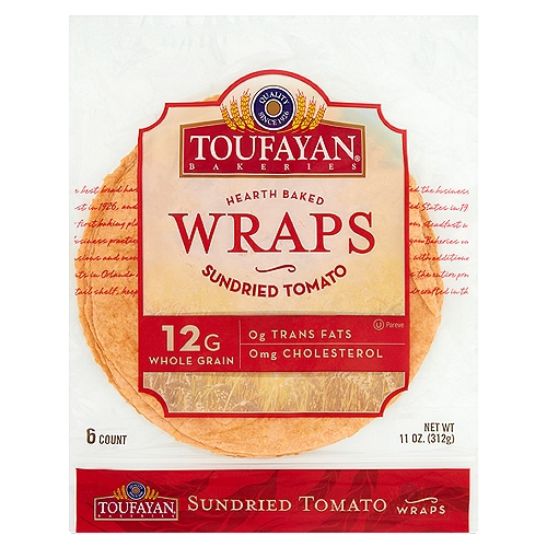 Toufayan Bakeries Sundried Tomato Wraps, 6 count, 11 oz