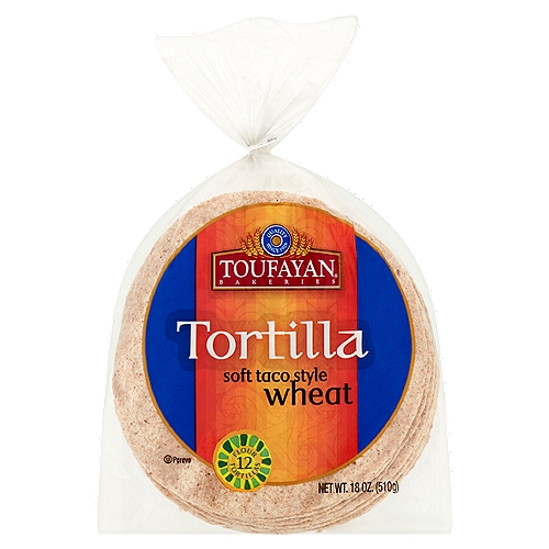 Toufayan Bakeries Soft Taco Style Wheat Tortilla, 12 count, 18 oz