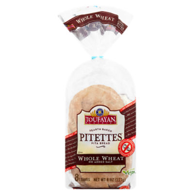 Toufayan Bakeries Pitettes Whole Wheat Pita Bread, 1 oz, 8 count