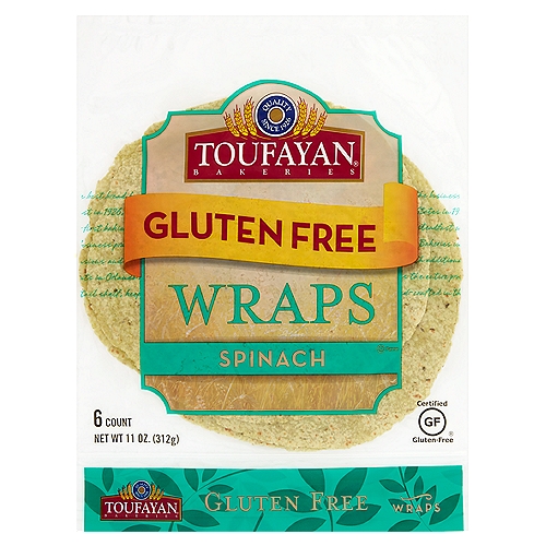 Toufayan Bakeries Gluten Free Spinach Wraps, 6 count, 11 oz