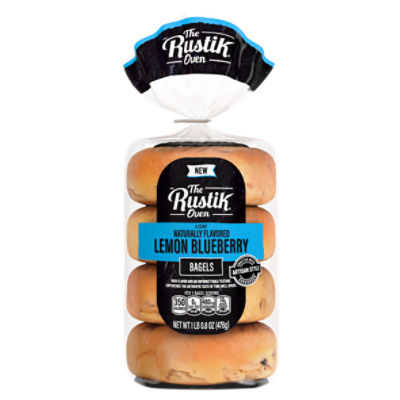 The Rustik Oven Lemon Blueberry Bagels, 4 count, 1 lb 0.8 oz, 16.8 Ounce