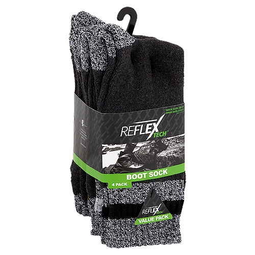 Reflex Tech Boot Sock Value Pack, Sock Size 10-13, 4 count