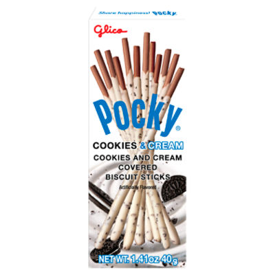 Glico Pocky Cookies and Cream Covered Biscuit Sticks, 1.41 oz