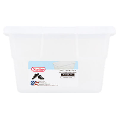 Sterilite Storage Container, 6 Qt, White, Plastic Containers