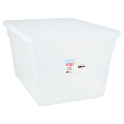 56qt Clear Storage Box with Lid White - Room Essentials™