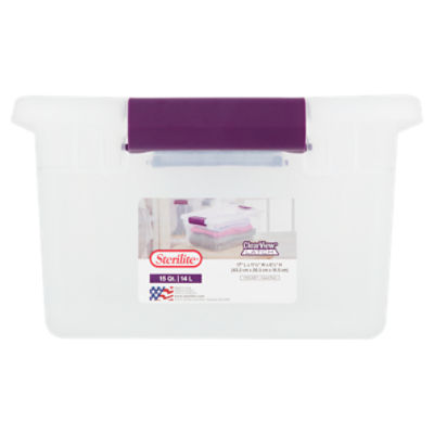 Sterilite 32qt Clear View Storage Bin with Latch Purple