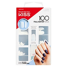 Kiss Medium Active Square Full-Cover Nails Kit, 100 nails