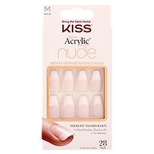 Kiss Salon Acrylic French Nude Revolutionary Natural Medium Nails, 28 count