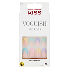 Kiss Voguish Fantasy Medium Nails On Point Nails Kit, 28 count
