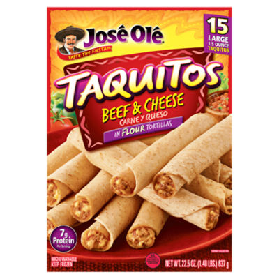 José Olé Taquitos Beef & Cheese in Flour Tortillas, 15 count, 22.5 oz