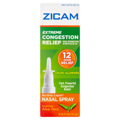 Zicam Extreme Congestion Relief Soothing Aloe Vera No-Drip Liquid Nasal Spray, 0.50 fl oz, 0.5 Fluid ounce