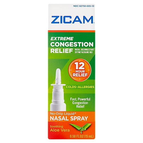 Zicam Extreme Congestion Relief Soothing Aloe Vera No-Drip Liquid Nasal Spray, 0.50 fl oz