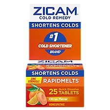 Zicam RapidMelts Cold Remedy Citrus Flavor Quick Dissolve Tablets, 25 count