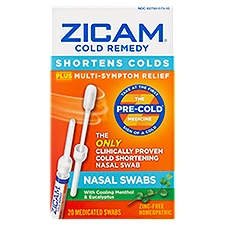 Zicam Nasal Swabs, Cold Remedy Medicated, 20 Each