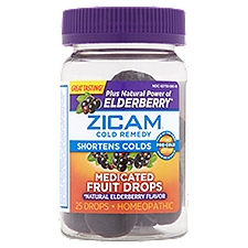 Zicam Natural Elderberry Flavor Homeopathic Cold Remedy Medicated Fruit Drops, 25 count