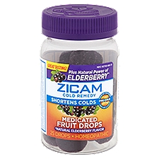 Zicam Natural Elderberry Flavor Homeopathic Cold Remedy, Medicated Fruit Drops, 25 Each