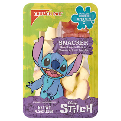 Crunch Pak Snacker Disney Stitch Sweet Apple Slices, Cheese & Fruit Snacks, 4.5 oz