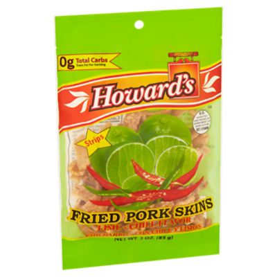Howard's Lime - Chili Flavor Fried Pork Skins Strips, 3 oz