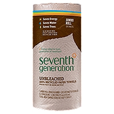 Seventh Generation Paper Towels 100% Recycled Paper, Unbleached 120 Sheets
