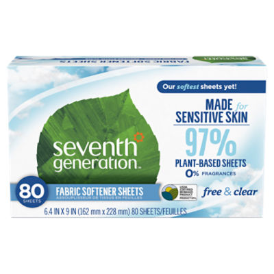 Seventh Generation Free & Clear Fabric Softener Sheets, 80 count
