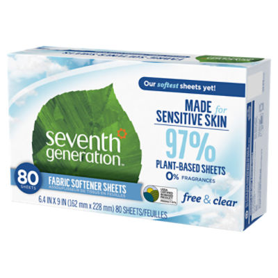Seventh Generation Free & Clear Fabric Softener Sheets, 80 count
