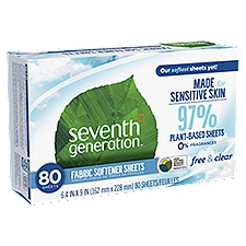 Seventh Generation Free & Clear Fabric Softener Sheets, 80 count