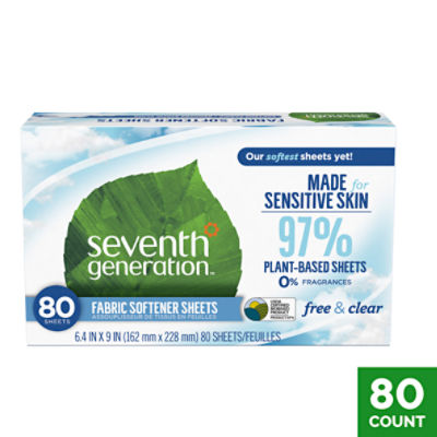 Seventh Generation Free & Clear Fabric Softener Sheets, 80 count
