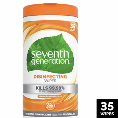 Seventh Generation Lemongrass Citrus Scent Disinfectant, Wipes