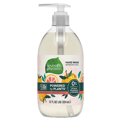 Seventh Generation Hand Soap Mandarin Orange & Grapefruit scent 12 oz
After 25 years of innovation, we've learned a thing or two from plants: they can clean up our world while being kind to our families. Seventh Generation plant-based Hand Wash gets the job done with no dyes, no synthetic fragrances, no triclosan, and no phthalates. Life is complicated. Choosing a liquid hand soap should be simple. The gentle plant-based formula in Seventh Generation Hand Wash is made with renewable cleaning ingredients that leave hands clean, soft and refreshed. Our Mandarin Orange & Grapefruit scent is derived from 100% essential oils and botanical extracts. Everything should be this easy.
At Seventh Generation we do business differently. We believe our products are healthy solutions for use within your home-and for the community and environment outside of it. We are always evaluating how to reduce their environmental impact, increase performance and safety, and create a more sustainable supply chain. We believe it is our responsibility to set a course for a more mindful way of doing business, where companies act as partners with other stakeholders to create a brighter future for the whole planet. Seventh Generation is proud to be a Certified B Corporation. B Corps are certified to be better for workers, better for communities, and better for the environment. By choosing Seventh Generation products, you're joining us in nurturing the health of the next seven generations.

Scents Made from 100% Essential Oils & Botanical Ingredients